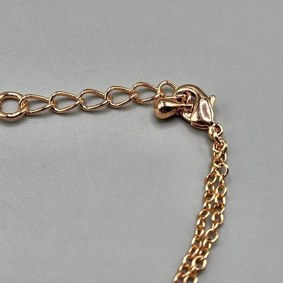 Rose Gold Tone Evil Eye  Faux Diamond Link Bracelet - Picture 4 of 8
